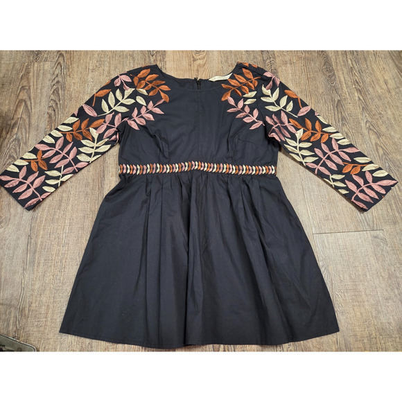 eshakti Wayward Fancies Black Autumn Leaves Embroidered Blouse XS/2 Orange - Picture 1 of 7